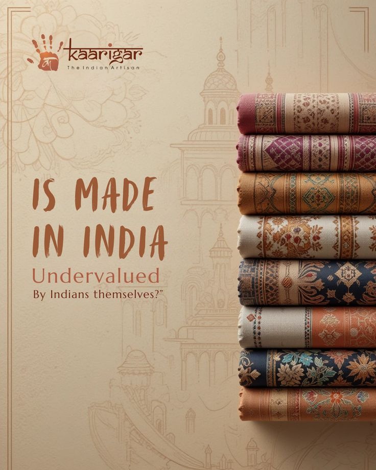 Handcrafted Indian textiles stacked neatly